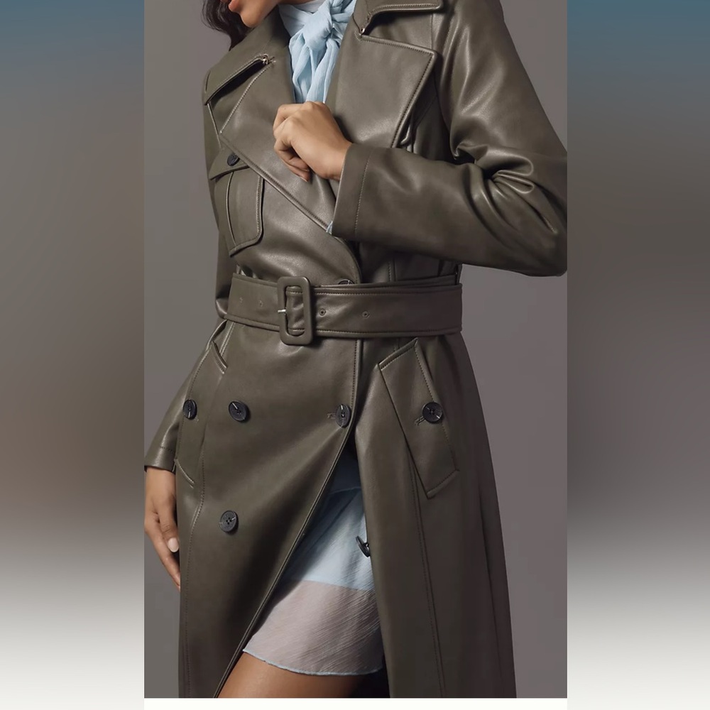 Avec Les Filles Olive Double-Breasted Trench Coat - Picture 2 of 4
